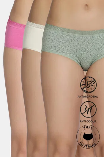 Buy Zivame Low Rise Full Coverage Hipster Panty  (Pack of 3) - Multicolor